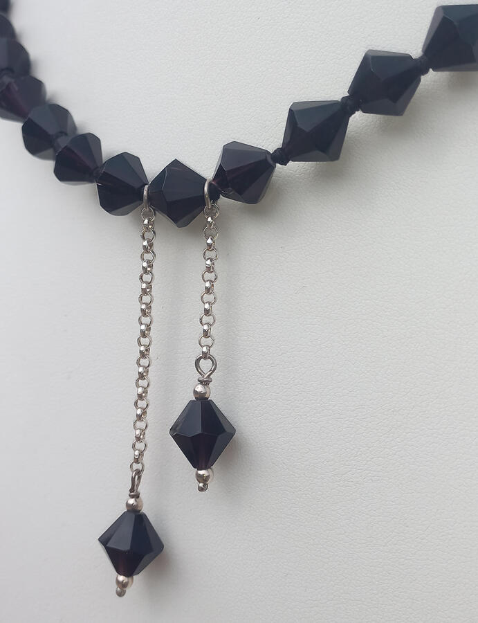 Glass conical beads with sterling silver attachments Glass conical beads with sterling silver attachments